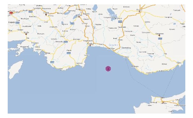 Akdeniz'de 5,3 büyüklüğünde deprem