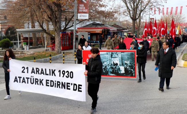 Atatürk'ün Edirne'ye gelişinin 92'nci yılı kutlandı